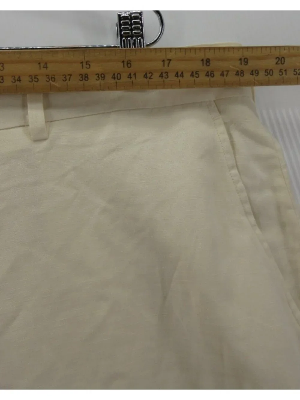 VINTAGE Ralph Lauren Polo Pants 38X27 Cream Linen Silk Trousers Y2K *